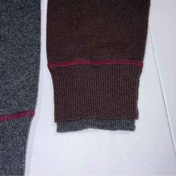 Banana Republic Crewneck Sweater Mens Large Maroon Gray Lambswool Cashmere - Picture 4 of 7